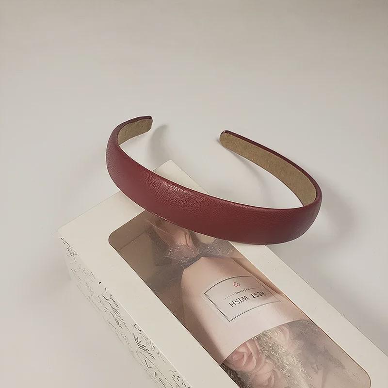 Korean Retro-Style PU Leather Headband: Chic French-Inspired Hair Accessory