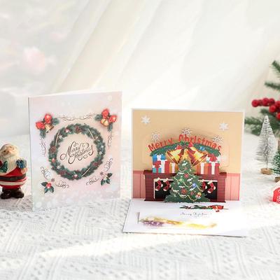 Cartolina Pop-up Albero di Natale 3D: Biglietto di Auguri Fatto a Mano con Scultura di Carta Creativa