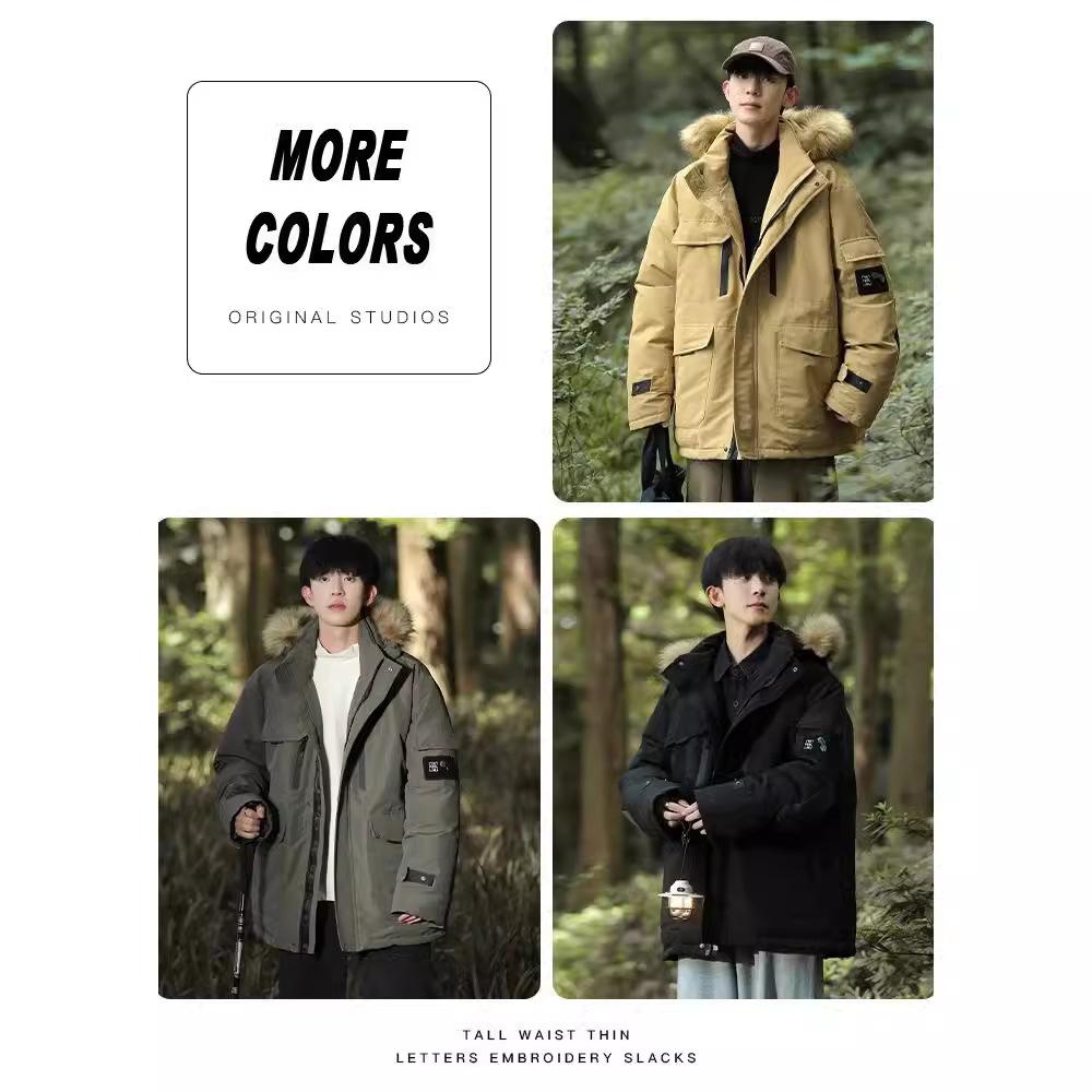 Padded jacket men's autumn and winter 2025 new trendy thickened charging padded jacket casual hooded cargo cotton jacket