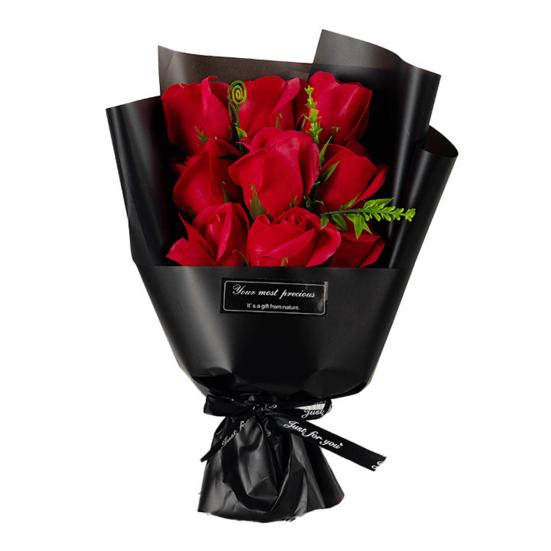9 Head Handcrafted Decoration Valentine's Day Soap Flower Artificial Rose Bouquet Anniversary Birthday Women Mother Wife