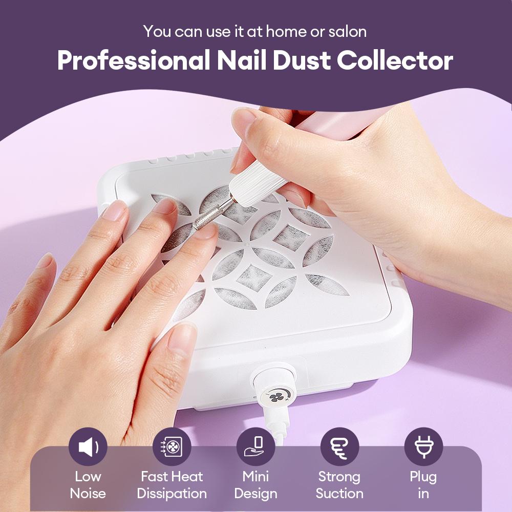 120W Mini Nail Dust Collector 5600RPM Portable Nail Dust Extractor 500Pa Suction Nail Vacuum Cleaner Fan Nail Art Manicure Fan