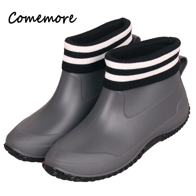 Fashion Women Winter Rubber Boots Water Shoes PVC Men's Fashion Rain Shoe Autumn Warm Kitchen Work Galoshes Large Size 44 45