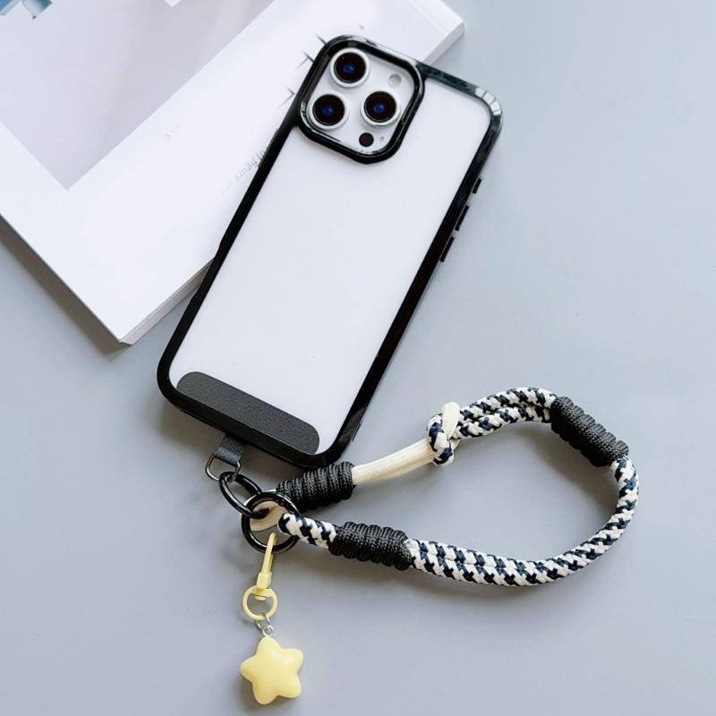 Multicolor Phone Strap Polyester Metal Charm Detachable Tethers Mobile Lanyard Adjustable Wristband for Key Accessories