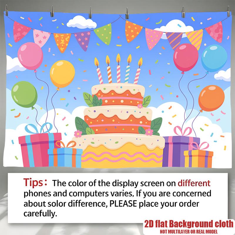 Dessert Birthday Party Banner, Colorful Pattern Polyester Backdrop for Home Room Wall