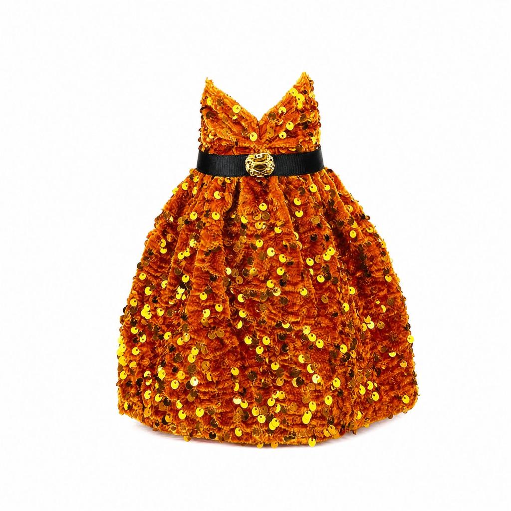 Christmas Wine Bottle Cover Dress with Sequins - Velvet Plush Bottle Decorations and Wine Bag for Holiday Party Favors