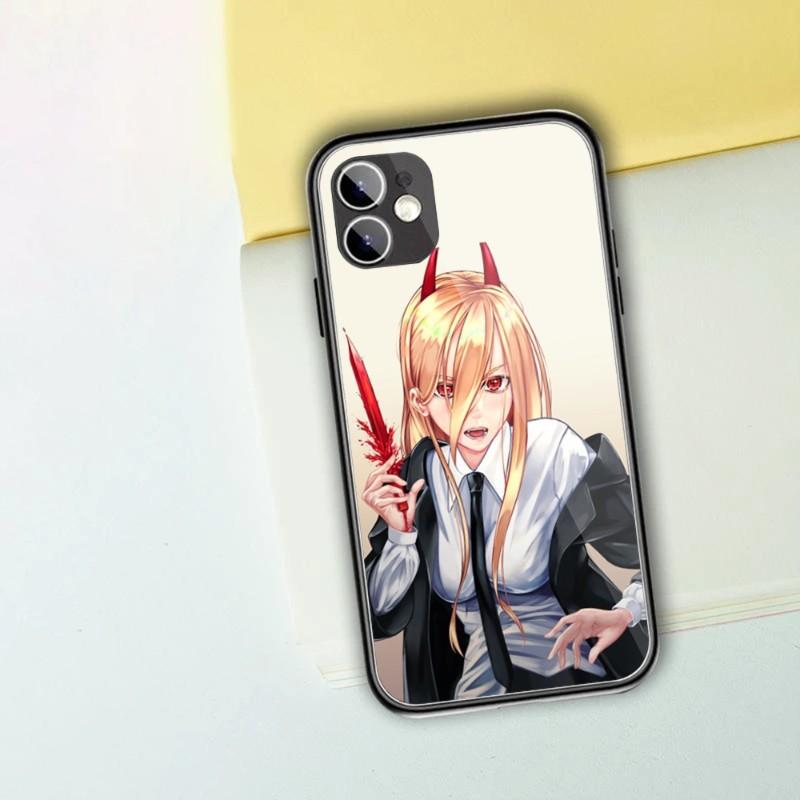 

Чехол для телефона с рисунком аниме «Человек бензопилы» для IPhone 13 12 11 XS X 8 7 6 Plus Mini Pro Max SE 2022, черный стеклянный чехол из ПК и ТПУ iPhone SE 2020-2022