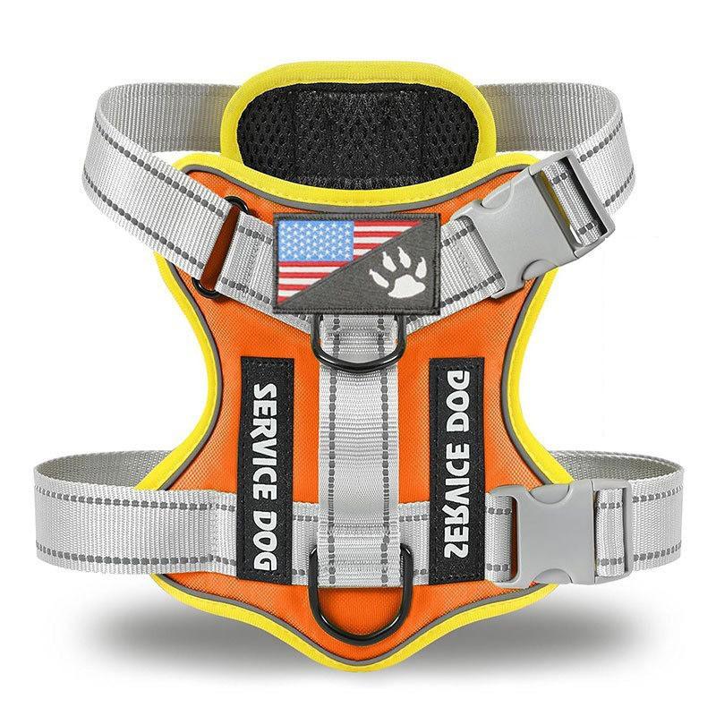 

Tactical Dog Harness With Reflective Nylon Material Adjustable Nochoke Fit For Large Dogs StyleK,XS