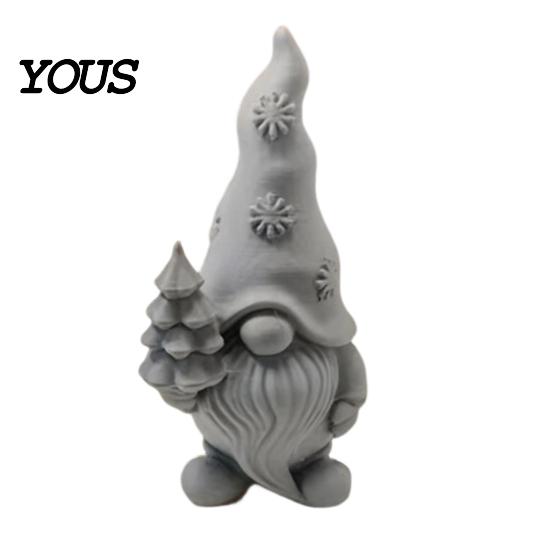 Winter Holiday Decoration Flower Gnome Figurine, 3D Printed Small Garden Statue, Matte Finish Cute Dwarf Ornament for Yard, Lawn, Patio Decor