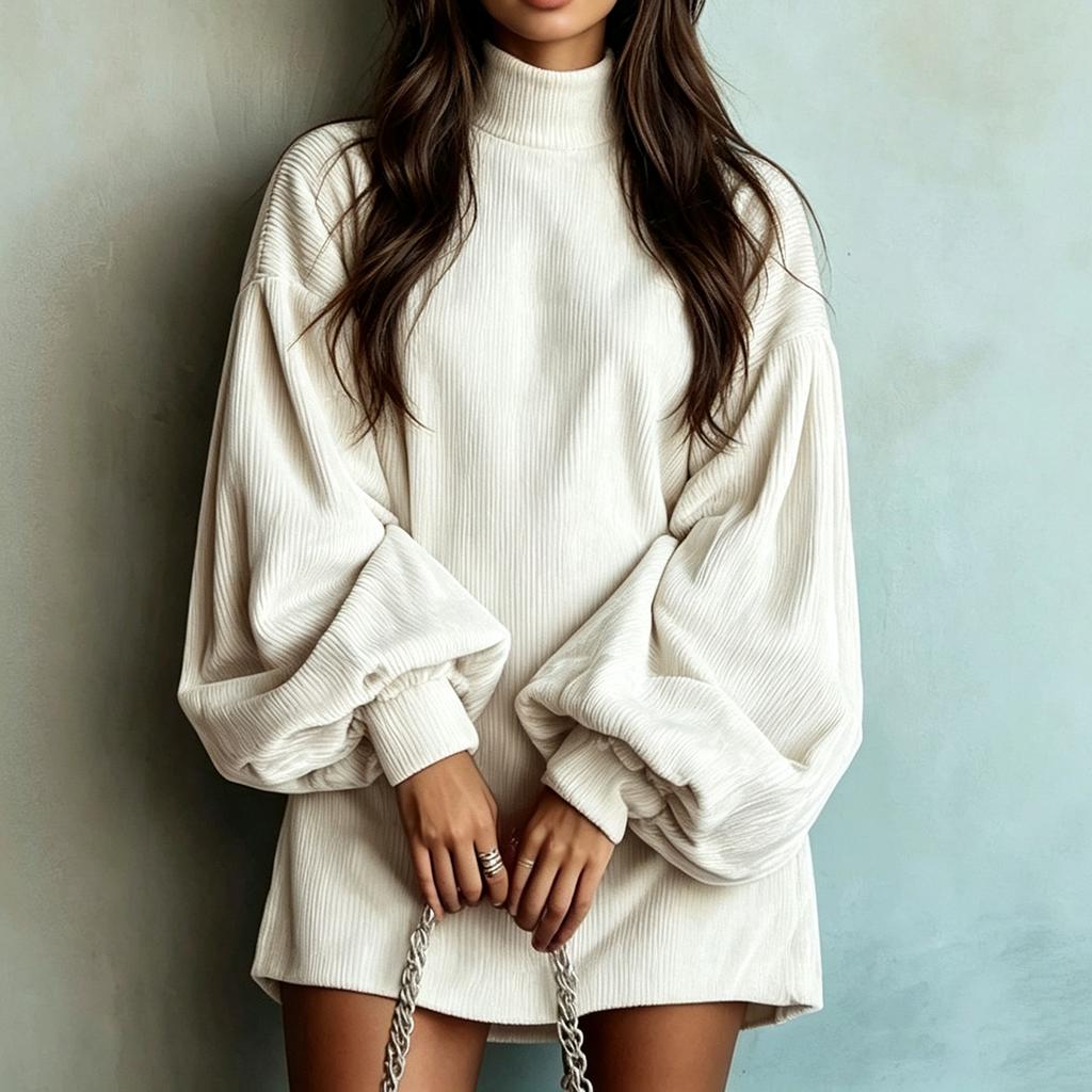 Women's Casual Loose Fit Long Sleeve Pullover Dress for Everyday Wear