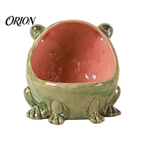 Handcrafted Home Decor Cute Big Mouth Frog Ceramic Candy Dish & Key Bowl for Entryway Table, Frogs Artistic Animal Sculpture Bowl, Decorative Figurine