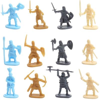 50 STÜCKE/Packung Antiker Soldat 2,7 cm Miniatur Dekoratives Modell Heimdekoration Mehrere Posen Mittelalterlicher Ritter Spiel DIY Requisiten ZYF