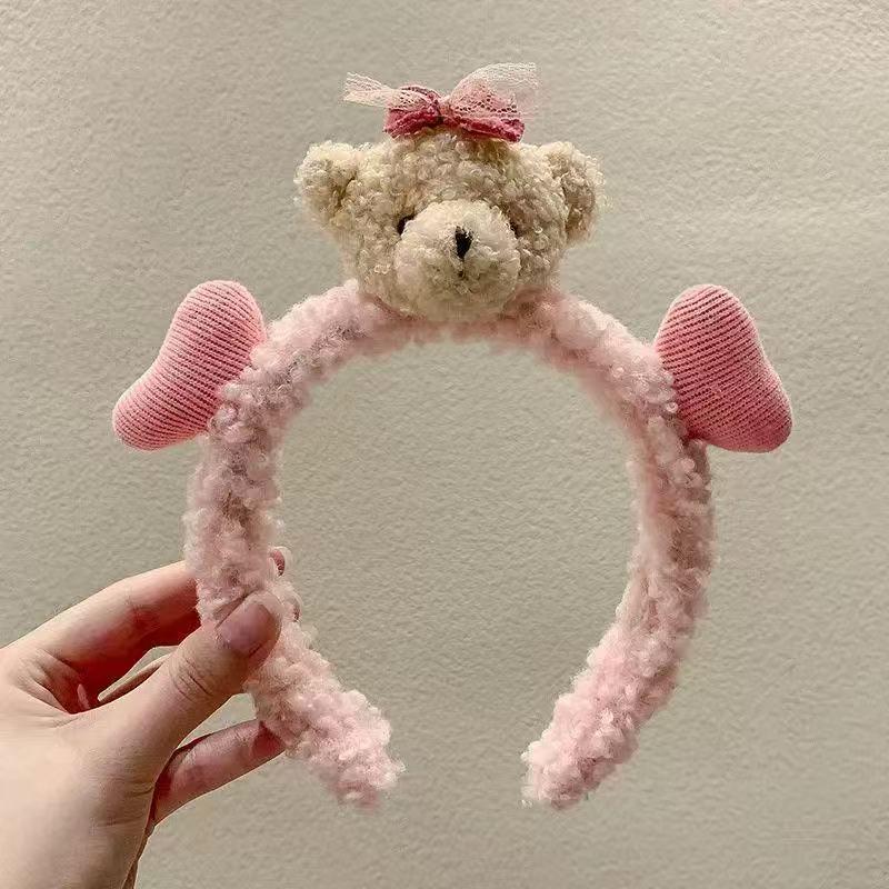 Autumn Winter Cute 3D Milk Bottle Bear Ears Face Washing Headband Hair Accessories for Women