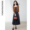 Spring Autumn Elegant Long Sleeve Cardigan & Midi Dress Set