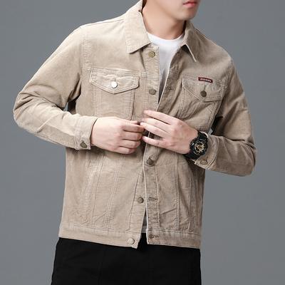 2024 Spring And Autumn Jacket Coat Korean Edition Corduroy Slim Fit Casual Solid Color Collar Jacket Top