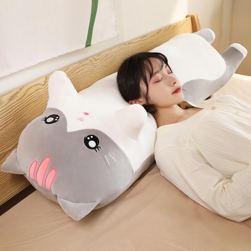 90cm-130cm Cute Giant Size Long Toy Pillow Stuffed Cat Long Throw Pillow Cushion Bed Use Home Sofa Decor Toys