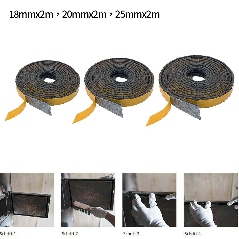 Heat Resistant Flat Stove Rope Gasket 2m Black Fiberglass Sealing Parts For Stove Glass, Oven, Chimney Doors Replacement Parts