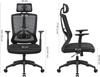 SONGMICS Ergonomic Office and Desk Chair with Lumbar Support, Swivel Computer Chair with Adjustable Headrest and Armrests, Rocker Function