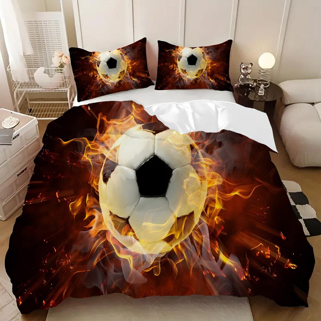 Comforter Football Impact Cement Wall Hexagonal Impact Crush Print 3D Visual Effects Style Polyester Comfortable