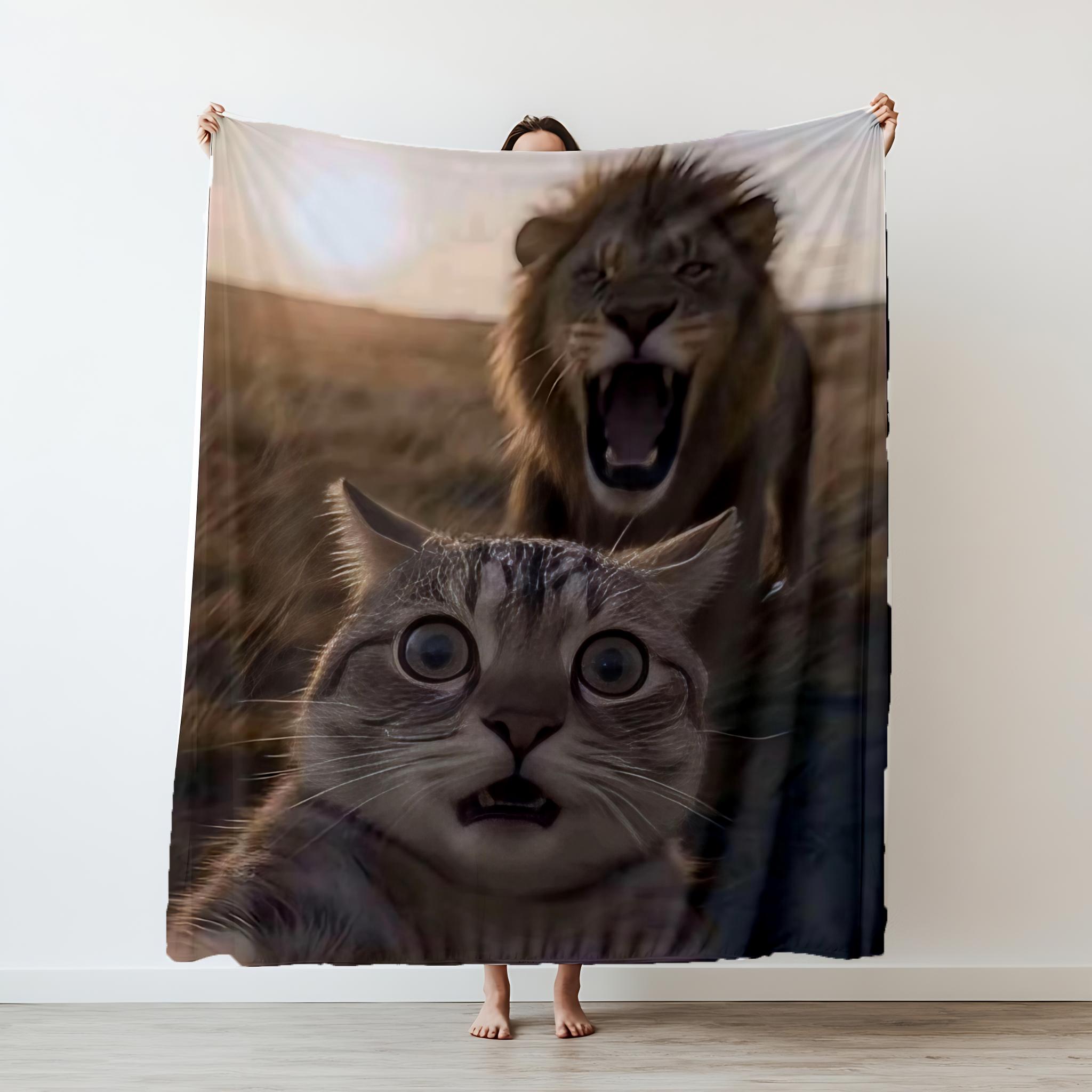 

Funny cute pet cat Internet celebrity cat Thin Printed Blanket Camping Throw Bed Sofa Office Air Conditioning Soft Leisure 75x90cm