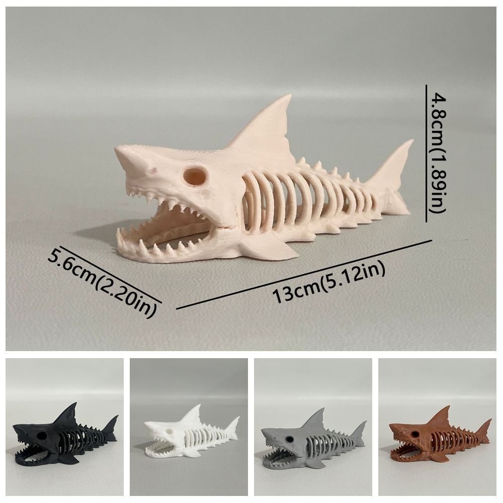 Unpainted Shark Skeleton Hideaway House 3D Printed Aquarium Underground Cave  Aquarium