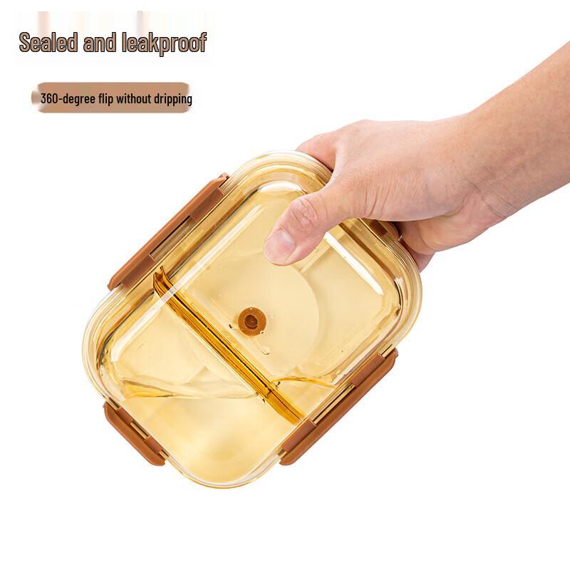 Gaotaibai Amber Glass Vacuum Food Storage Bowls - 2-Piece Set