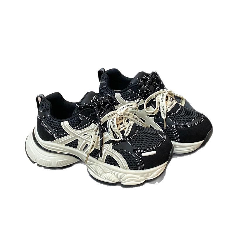 Stepping On Shit Feeling Thick-soled Dad Shoes for Women 2025 Autumn New Mesh Breathable Retro Soft-soled Running Sneakers for Women