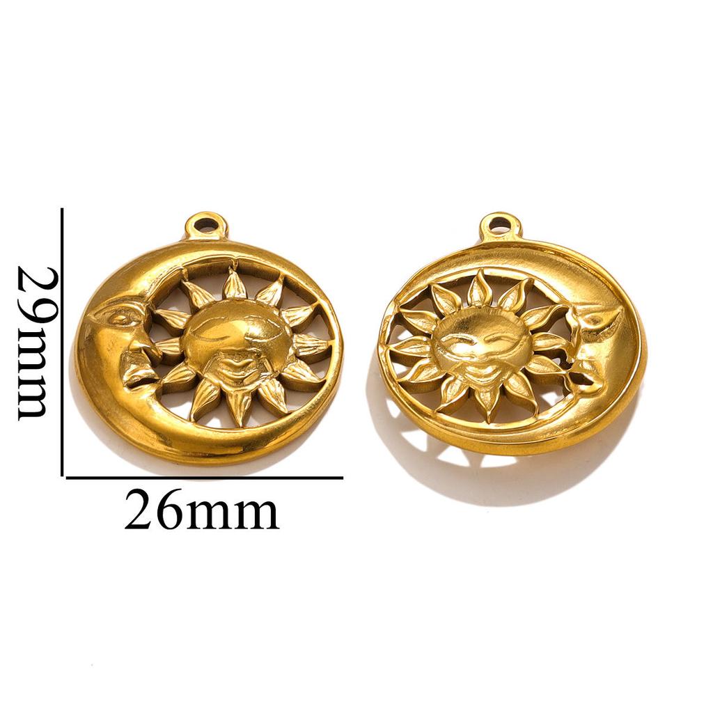 3pcs/Lot Vintage Stainless Steel Smiley Sun Moon Pendant Stainless Steel DIY Pendant Necklace Handmade Accessories