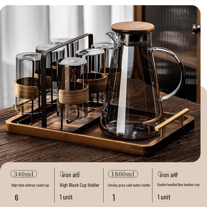 Handun Heat-Resistant Glass Cup Set with Tray and Kettle