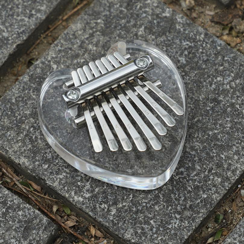 Mini 8 Tasten Kalimba Kristall Transparent Daumen Klavier Bär Herz Katze Wasser Tropfen Form Mbira Musikalisches Werkzeug