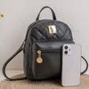 Women Backpack PU Leather Lingge Shoulder Small Backpack Multi-Function Ladies Phone Pouch Pack Ladies School Backpack Bags