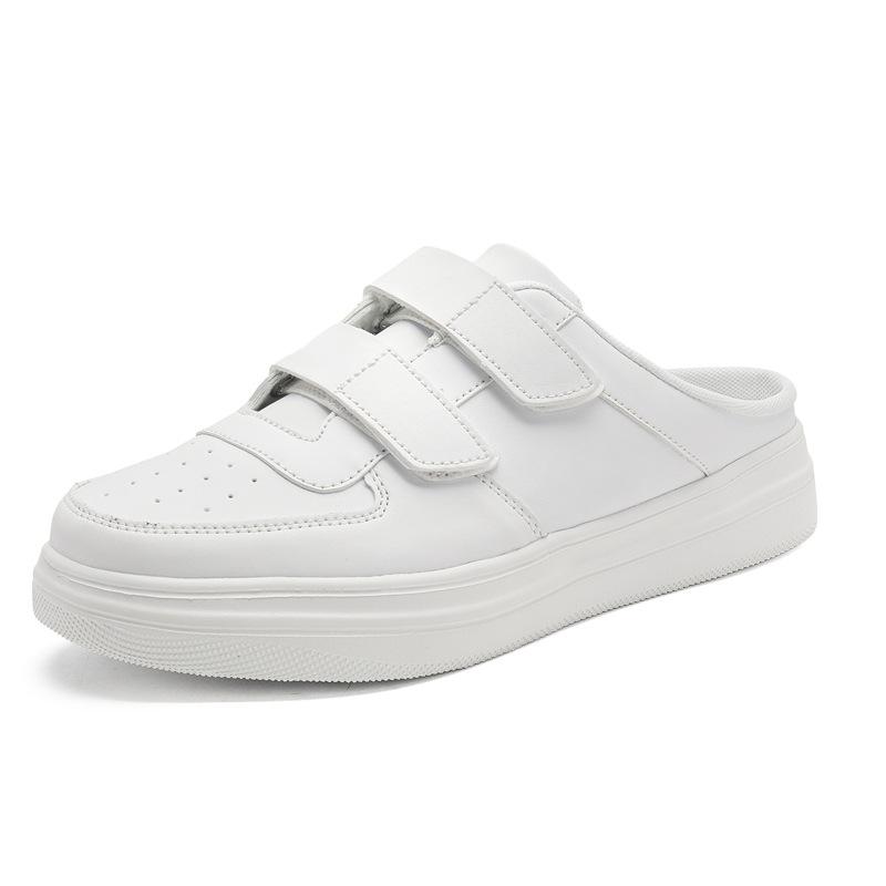 Men's half slippers pure white slippers men's fashion white shoes bag head board shoes