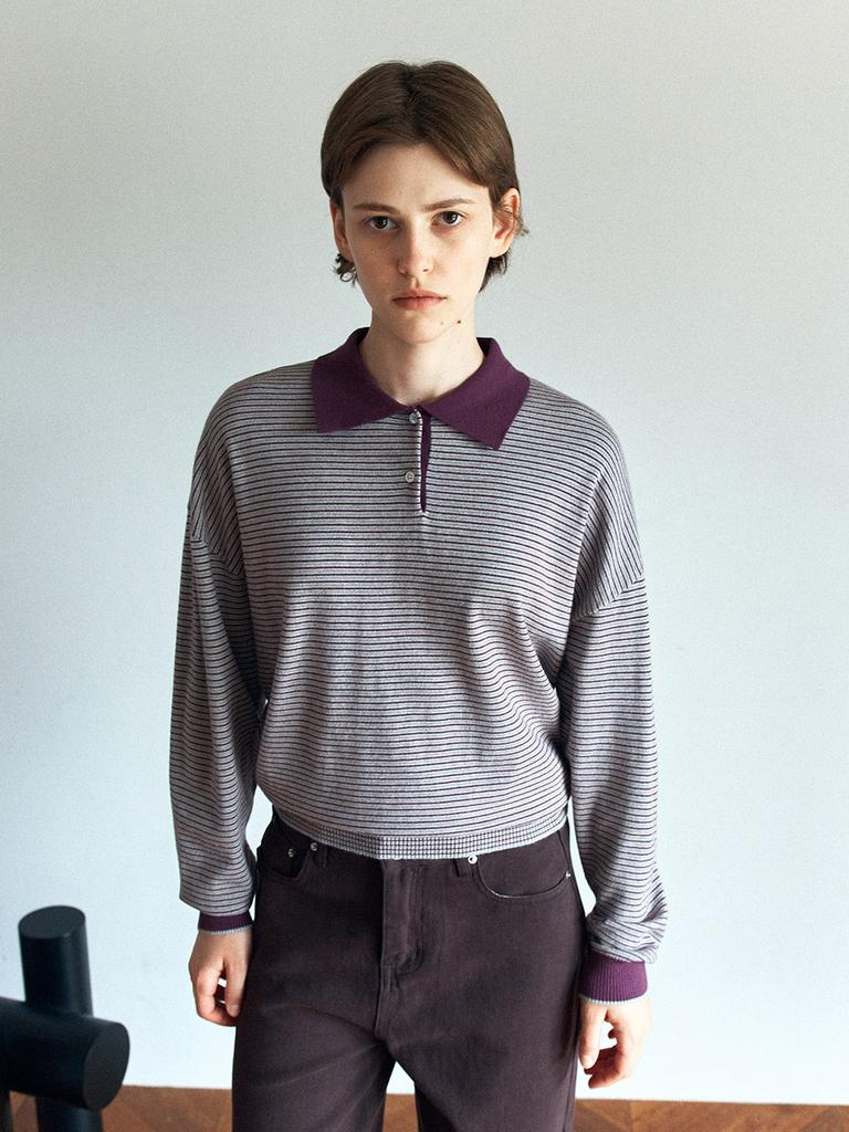 HUNCH Stripe Collar Polo Knit (2Colors)