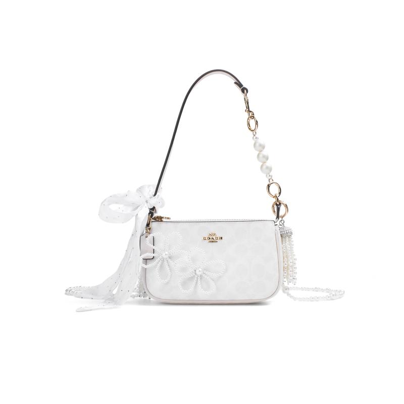 

COACH shoulder bag [Customized bag] Nolita flower chain Baiqi Yiduo flower chain heart-shaped pendant trendy fashion classic Moon gauze white paper золотий