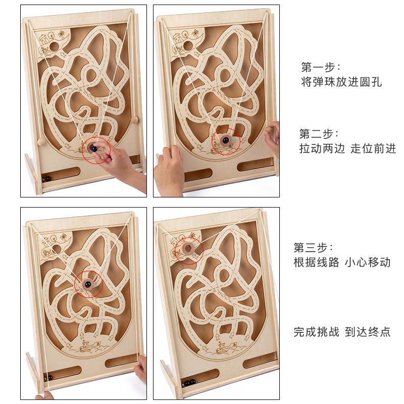 Wooden Children'S Educational Toys Pirate Digital Scene Marbles Table Games Baby Hand-Eye Coordination Balance Training