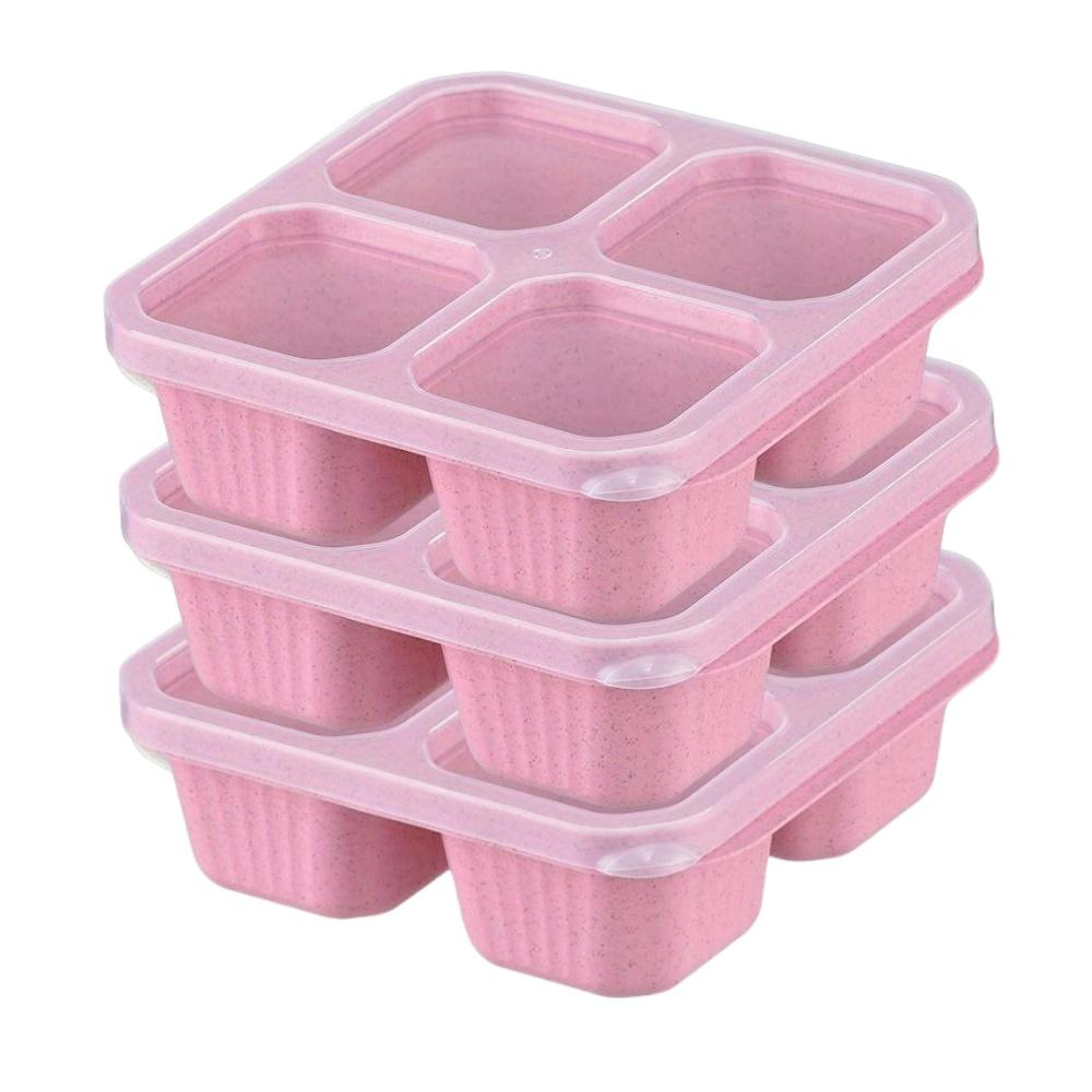 3pcs Bento Snack Boxes with Lid 4-Compartment Reusable No BPA Lunch Box Durable Meal Prep Containers for School Work Travel