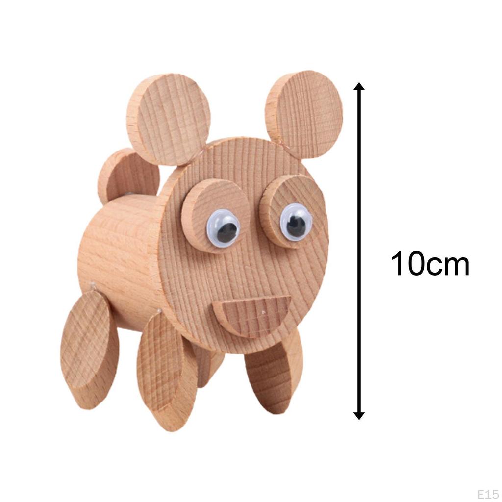 DIY Wooden Animal Decoration Educational Toys Fine Motor Skills Wood Crafts for Kids Small Animals