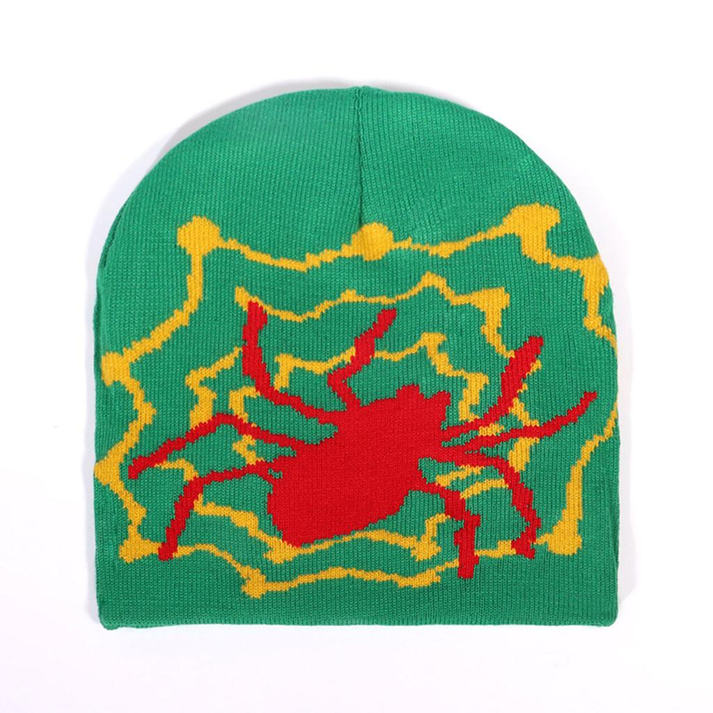 Spider Pattern Knit Beanie With Warmth For Winter Outdoor Casual Wear