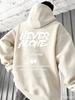 Men's Casual Hooded Sweatshirt with Pockets, Loose Long-sleeved Pullover, Letter-print Design for Autumn and Winter Street Style