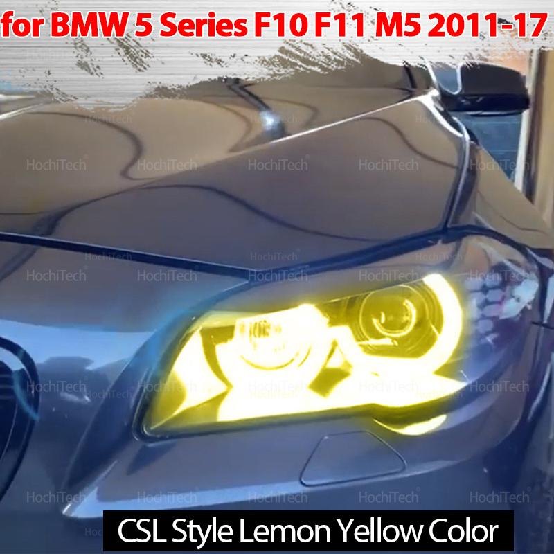 For BMW 5 Series F10 F11 M5 2010-2017 Lemon Yellow Color Rings DTM U Style Light LED Angel Eyes Kit CS CSL Style Car Accessories