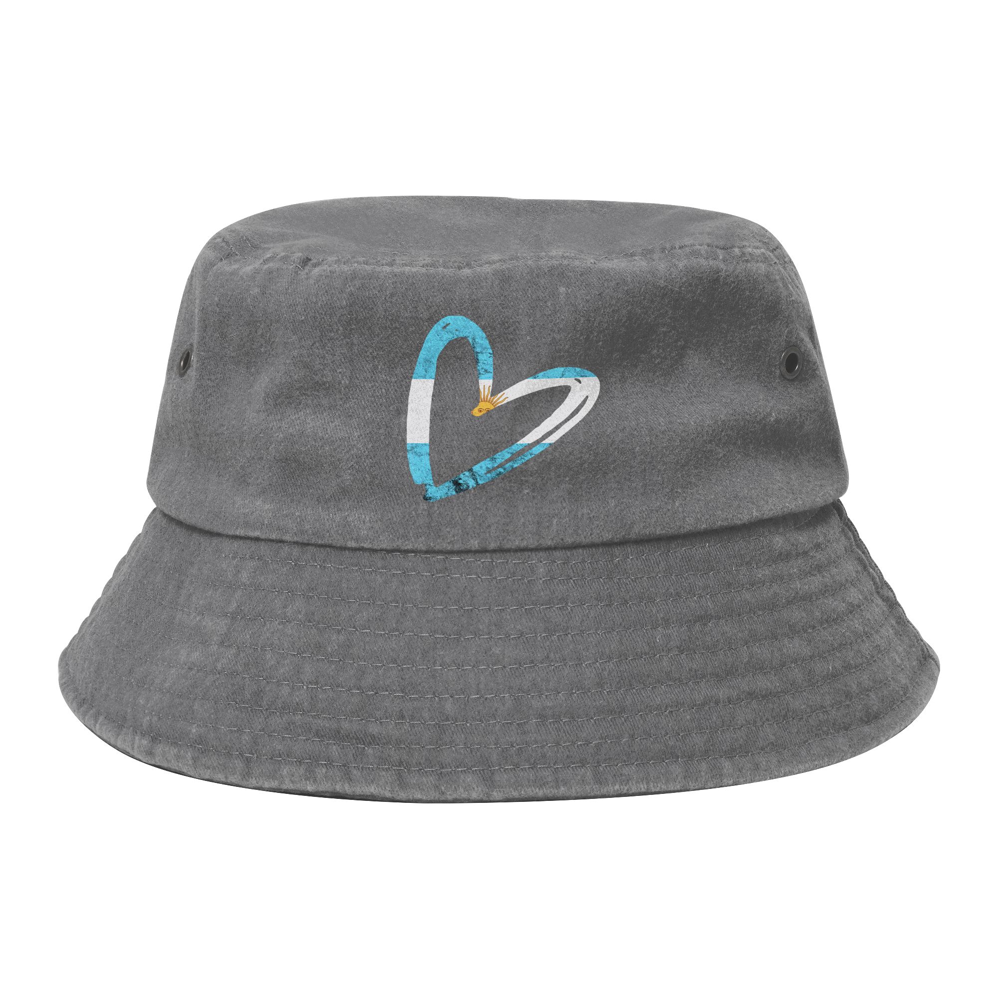 Argentinian Roots Heart Argentina Sun of May Bucket Hats for Women Field Hat Casual Packable for Sports Fishing Caps One Size