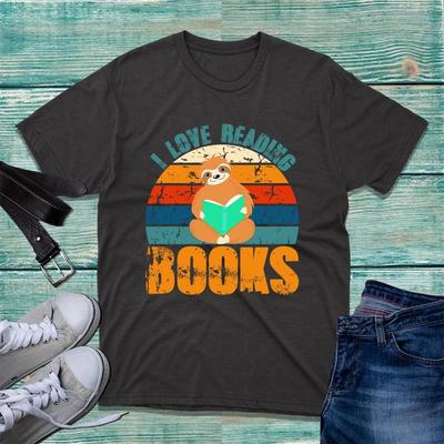 I Love Reading Books Sloth Bookworm T Shirt Funny Book Top