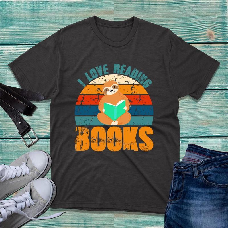 Sloth I Love Reading Books Sunset T-shirt