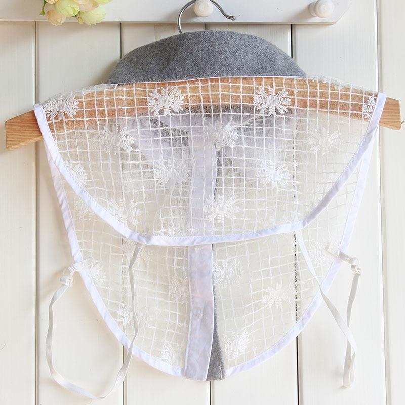 Versatile Lace Fake Collar Blouse, Fashionable Rhinestone Gray Collar Fake Collar Shirt Collar