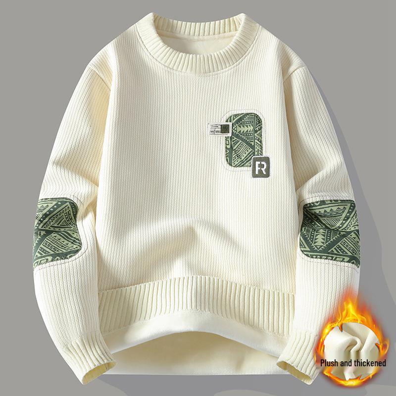 TBW9801 Velvet Warm Youthful Men's Round Neck Casual Hoodie