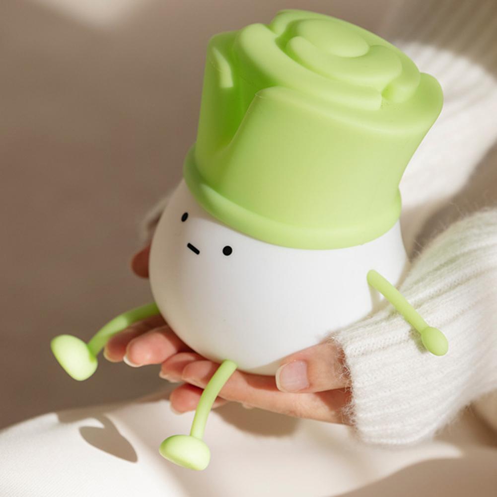 Cute Chives Night Light LED,Silica Touch Lamp,Rechargeable USB,Table Lamp,Desk Room Decoration Baby Nursery Kids Birthday Gift