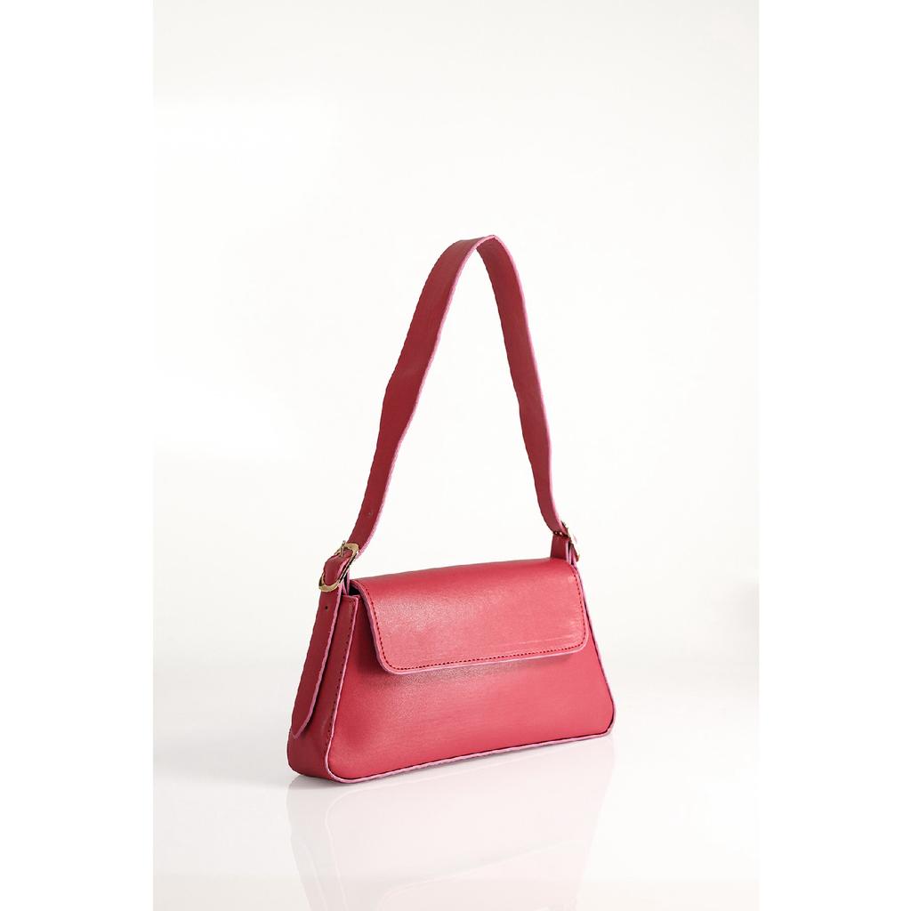 Borsa a tracolla rivestita bordeaux da donna