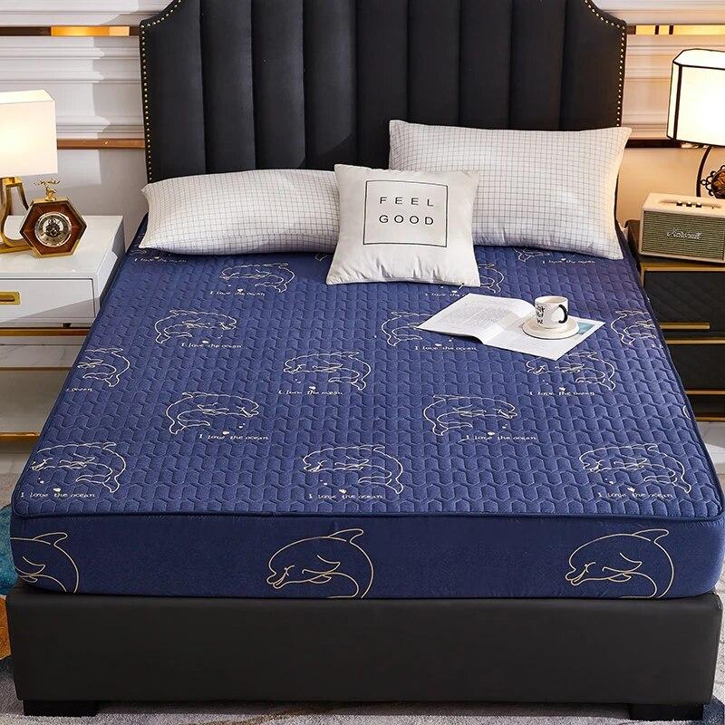 Waterproof Cartoon Printed Bed Sheet Thicken Bed Cover Durable and Skin-Friendly Mattress Protector,150x200 180x200 200x220
