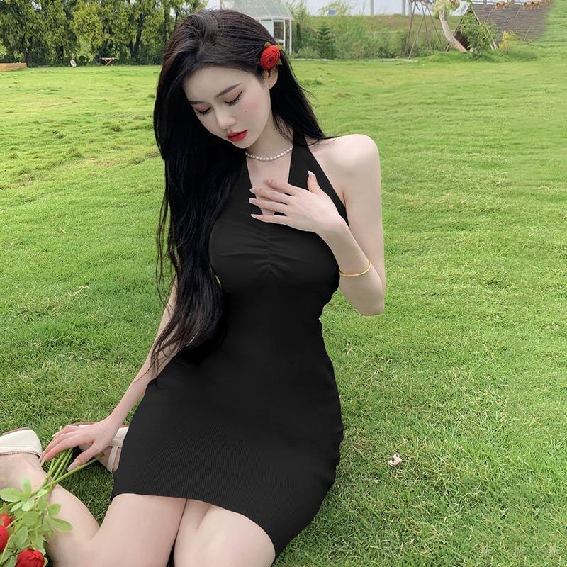 Dámské šaty Slim Pletené Bez rukávů Šaty na ramínka Jednobarevné