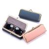 Genuine Leather Glasses Case Fashion Pencil Bag with Kiss Lock Brand Coin Purse Women Travel Sunglasses Box Eyebrow Pencil Box