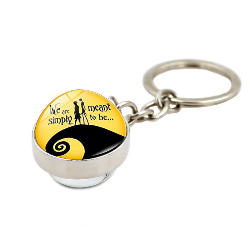 Elegant Nightmare Before Christmas Crystal Glass Ball Keychain Stylish Zinc Alloy Charm